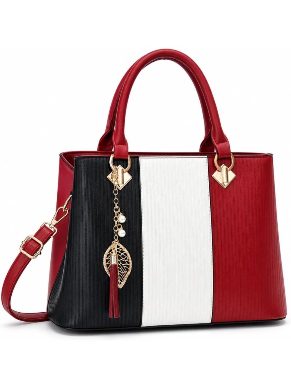 Color Block Tote Bag for Women, Large Capacity Shoulder Purse with Crossbody